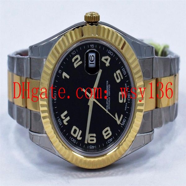 

luxury men's wrist watches datejust ii 116333 18k yellow gold stainless black dial automatic mechanical movemen276o, Slivery;brown