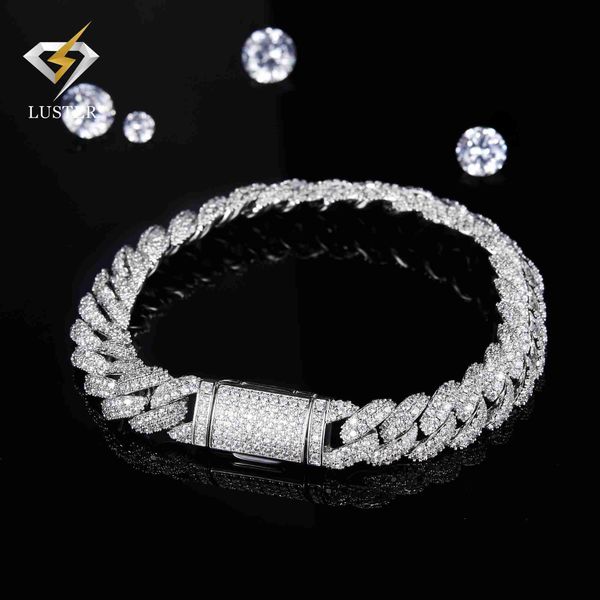 

10mm width 7 8 9 inches length hiphop s925 sterling silver cuban link chains moissanite jewellery moissanite cuban