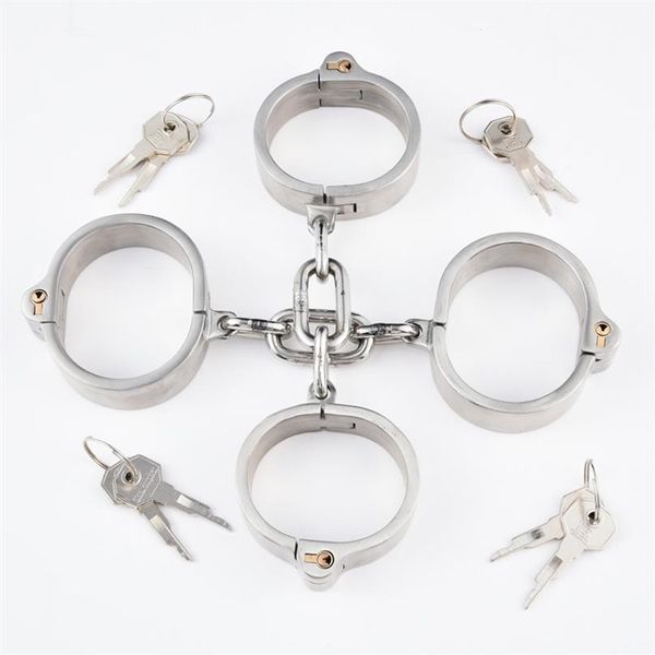 

stainless steel handcuffs ankle cuff with chain bondage stealth lock design hand cuffs restraints fetish tiys for women men270u