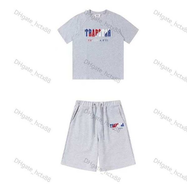 

2023 mens designer trapstar t shirt and shorts womens luxury brand tracksuit fashion embroidered short sleeves summer shorts crew neck cloth, White;black