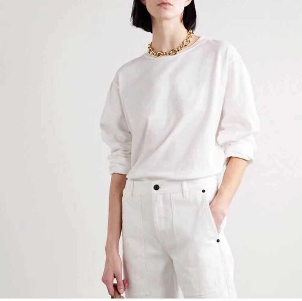 

t-shirt the *ow women simple loose version round neck long sleeve tshirt women soft and delicate solid color bottoming shirt, White