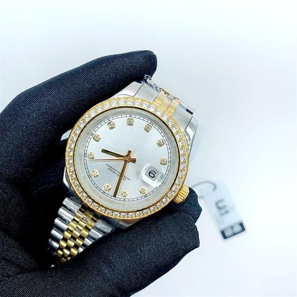

50%off 41mm 36mm automatic mechanical mens watches bezel stainless steel women diamond watch waterproof luminous wristwatches198r, Slivery;brown