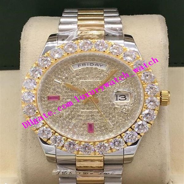 

factory s luxury watch 3 style mens 228348 bigger diamond bezel red diamonds dial 43mm calendar automatic fashion men's w219b, Slivery;brown