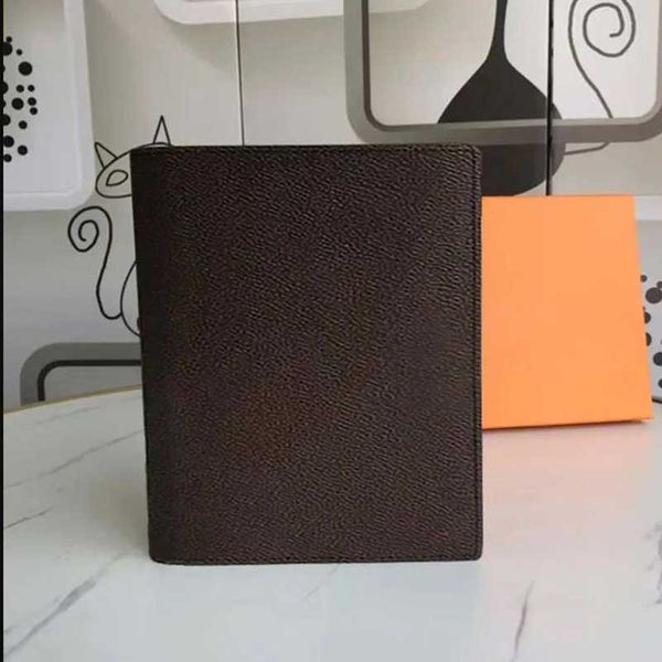 

r20100 designer card holder luxury a5 notebook sleeve canvas leather passport wallet memo medium agenda bag diary jotter protective case, Brown;gray