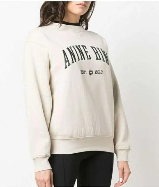 

2023ss new spring anine bing letters embroidered sweatshirt women khaki designer pullover sweater fashion hoodie fleece sportswear clothin, Black