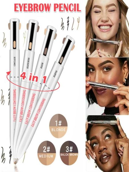 

4in1 easy to wear eyebrow enhancers contour pen waterproof defining highlighting eye brow eyebrow pencil makeup cosmetic 3pcs1118299