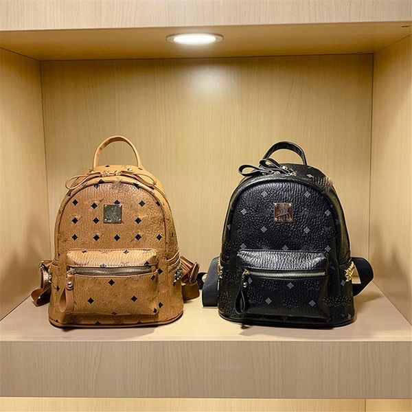 

leather designer bags brand mc boys and girls school backpack famous rivet print students bookbag multi-purpose knaps290w