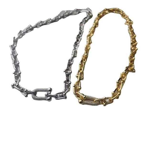 

designertiffy 2021 new chain u-shaped diamond necklace fashion cuban neutral horseshoe, Black
