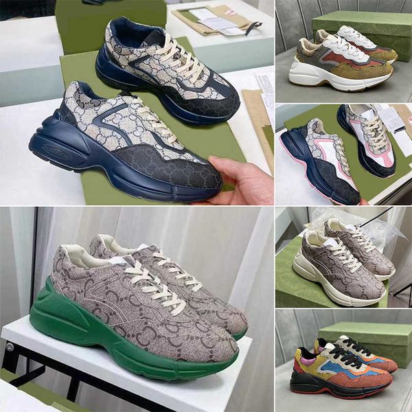 

casual shoes platform rhyton sneakers trainers ladies sneaker vintage chaussures designers bee mouth tiger with dust bag women, Black