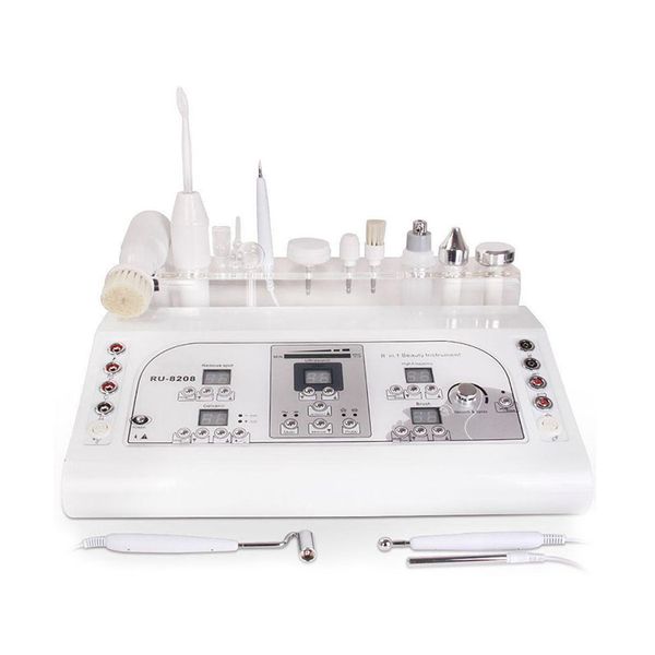 

trending products 2023 new arrivals 8 in 1 high frequency galvanic facial machine for beauty salon ru 8208 women use, Black;white