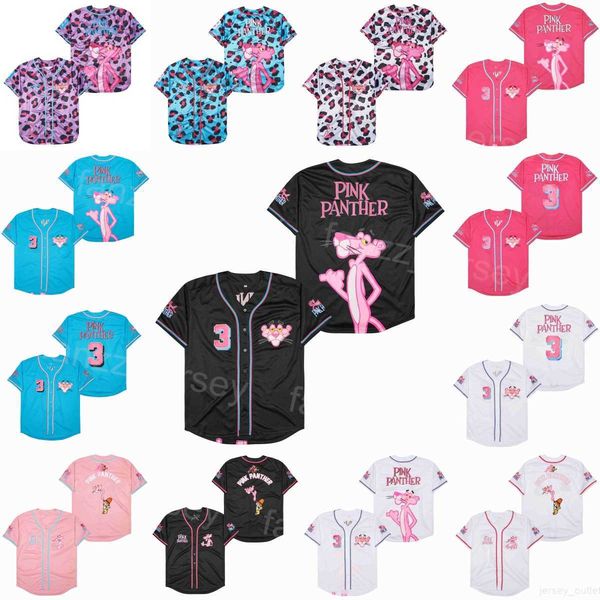 

baseball moive pink panther jersey men white blue black team all stitched cool base cooperstown retro university retro for sport fans breath