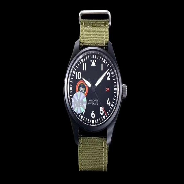 

40mm limited edition men watch navy military nato strap sapphire black ceramic case wristwatch waterproof automatic 327001 327002 226p, Slivery;brown