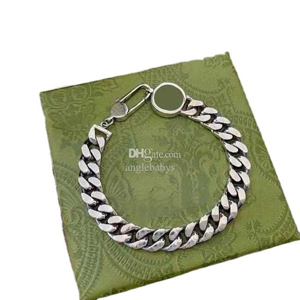 

new bracelet for women men double letter hip-hop gothic punk trendy cuban chain stainless steel cuff bangle couple jewelry251v, Golden;silver