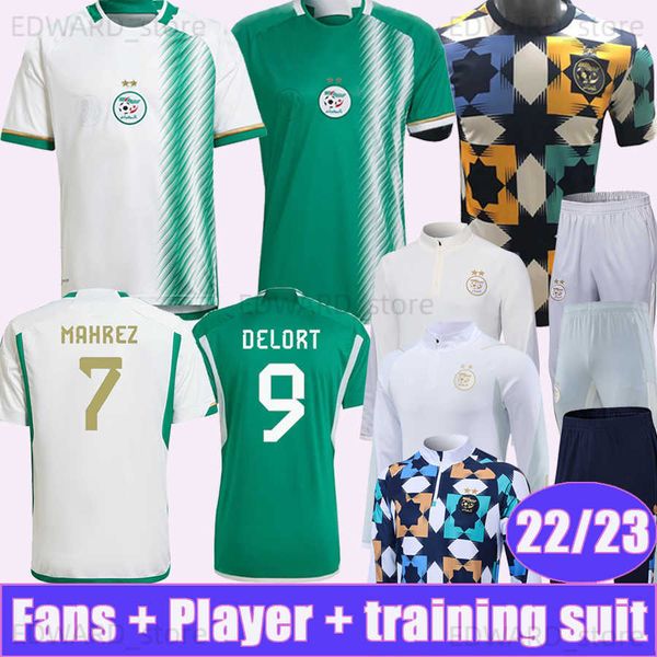 

diy t-shirt 2022 2023 2024 algeria algerie mens soccer jerseys mahrez feghouli slimani bennacer atal home white away green training wear foo, Black