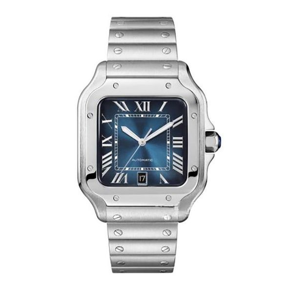 

mens watch waterproof blue dial sapphire glass stainless steel automatic mechanical movement male wristwatches2276, Slivery;brown