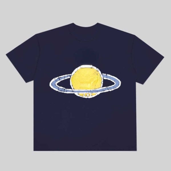 

260g pure cotton t shirt saturn print pullover tee men women designer tshirt summer breathable sweatshirt loose polo top, White;black