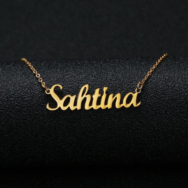 

gold silver color personalized custom name pendant necklace customized cursive nameplate necklace women handmade birthday gift2955