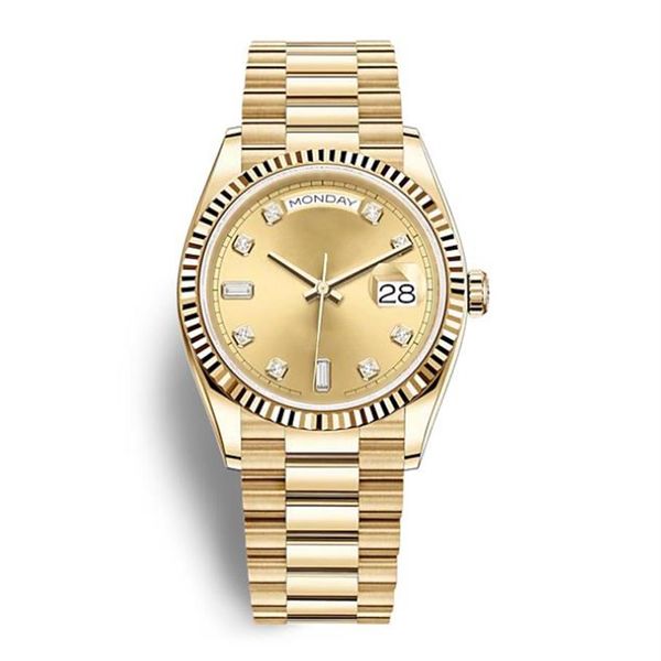 

classic luxury men's watch daydate series 18k gold dial 316l stainless steel strap sapphire men watches wristwatch277m, Slivery;brown