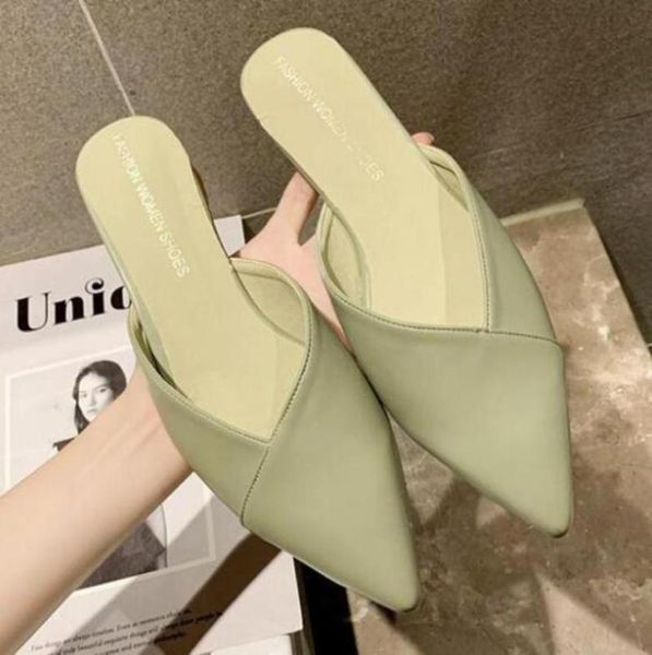 

slippers woman summer pointed head sandals fashion wine glass mules lowheeled half slipper nonslip shoes ladies xx1039837347, Black