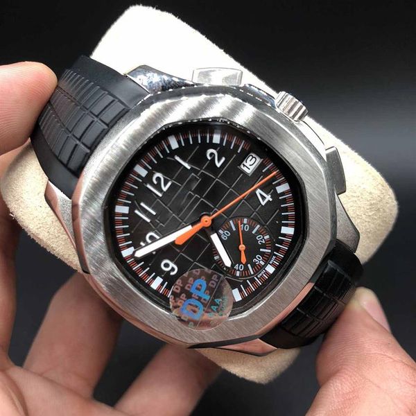 

casual watch black dial vk battery chronograph quartz movement wristwatches 40mm mens watches on orange rubber strap dp factory3119, Slivery;brown