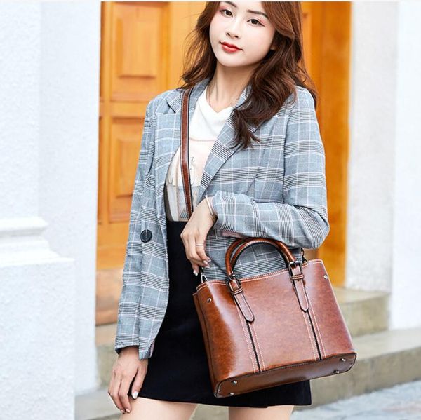 

hbp outdoor tote bag vintage women's bag solid pu casual shoulder bag