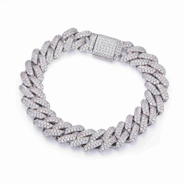 

miami iced out s925 sterling silver 14mm 16 18 20 22 24 26 inch moissanite choker baguette cuban link chain necklace for men