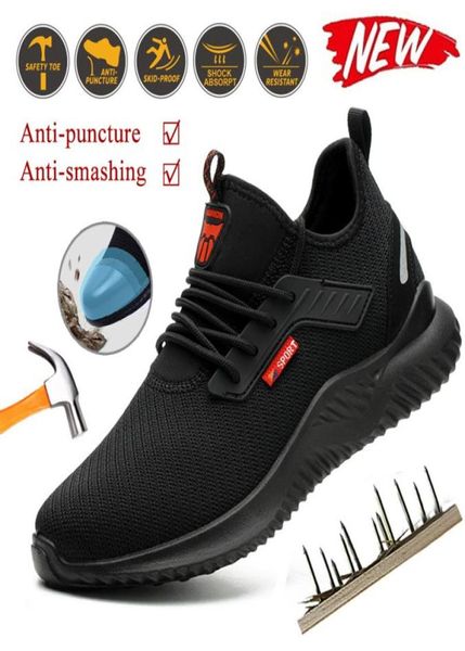 

fashion antismashing antipuncture safety work shoes breathable lightweight safety boots for men plus size safety sneakers 2204114097729, Black;brown