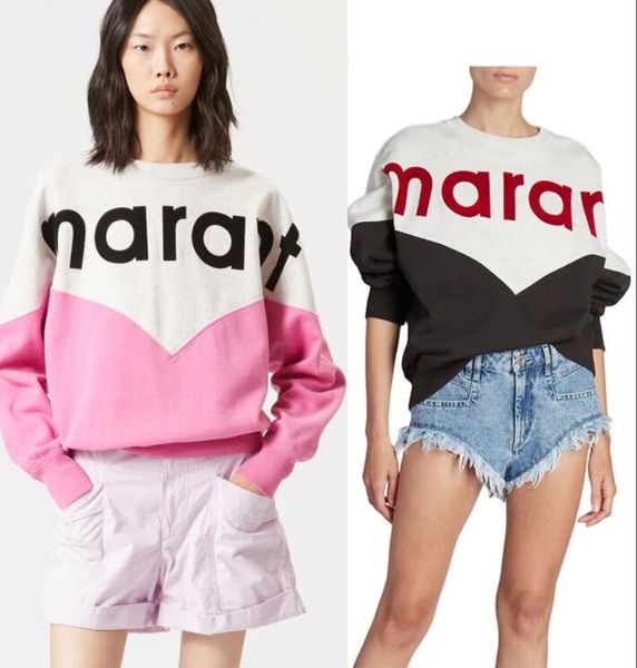 

2023ss isabel marant designer pullover sweatshirts flocking print round collar long sleeve loose terry sweater for women fashion hoodies clo, Black