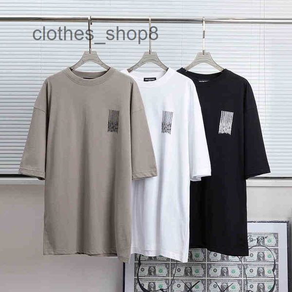 

balengs men t-shirts paris b home 2023ss waterfall bar code stripe men's and women's versatile short sleeve t-shirt ove tz79, White;black