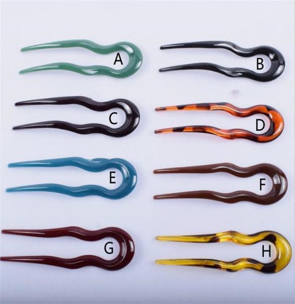 

plastic hair fork pins u shape chopsticks hairpins wavy sticks chignon bun updo fast spiral braid styling accessories xb12285507, Black;brown