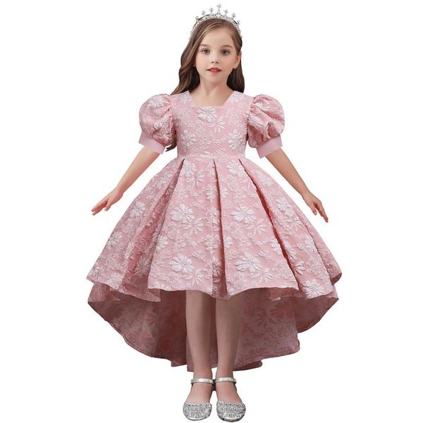 

girl's dresses baby girls formal clothes children wear summer puff sleeves trailing puffy princess cute birthday party e18485, Red;yellow