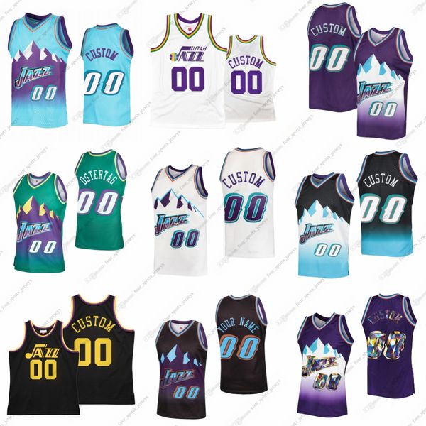 

custom 2002 retro mitchell and ness basketball jersey pete maravich john stockton carlos arroyo karl malone pistol adrian dantley mark eaton, Black;red