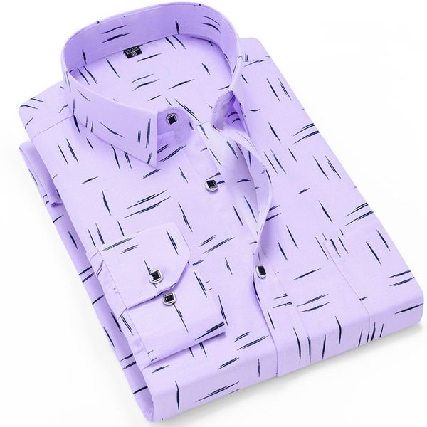 

men's casual shirts fashion long sleeved printed slim fit male social business dress brand clothing soft comfortable 230420, White;black