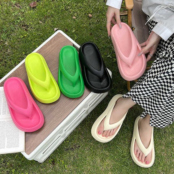 

slippers 2023 new summer eva super soft flat bottom herringbone for women to wear inside and outside versatile sense of stepping on shit in, Black