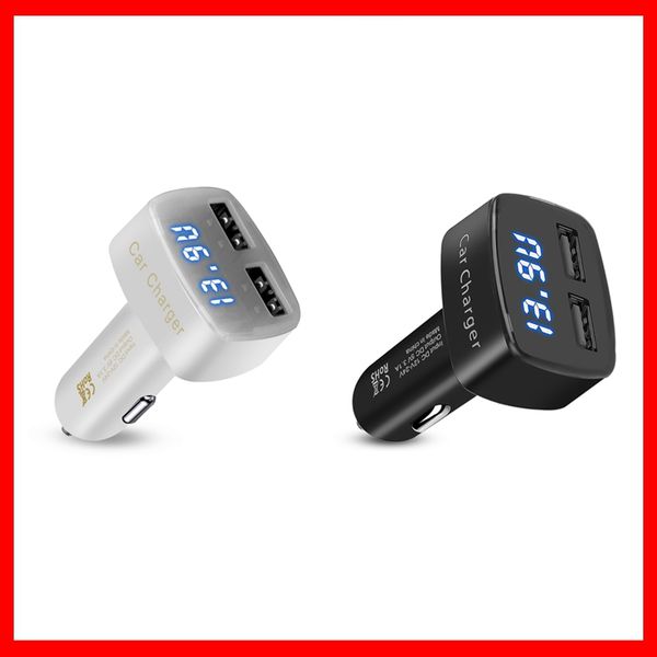 

12-24v 4 in 1 car charger dual dc5v 3.1a usb with temperature/voltage/current meter tester adapter digital display car-charge car-charger ch
