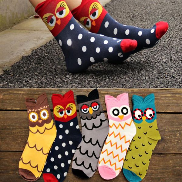 

autumn winter fashion socks new women cute owl print socks casual women girls socks 2016 drop hjia1029256j, Black;white