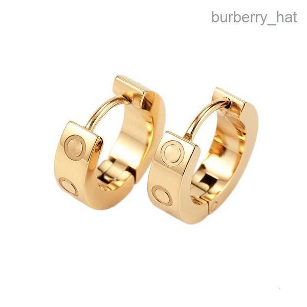 

fashion classic design studs titanium steel screw with drill earrings semi-circular opening earrings for women gift, Golden;silver