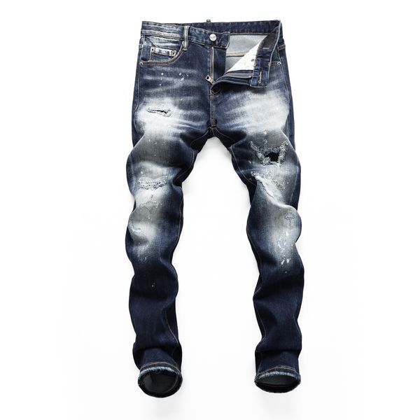 

dsq phantom turtle men's jeans mens italian designer jeans skinny ripped cool guy causal hole denim fashion brand fit jeans men washed, Blue