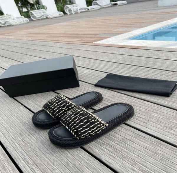 

mules women braided knit sandals designer luxury women outdoor shoes black white slippers lady slides beach casual shoes7989472