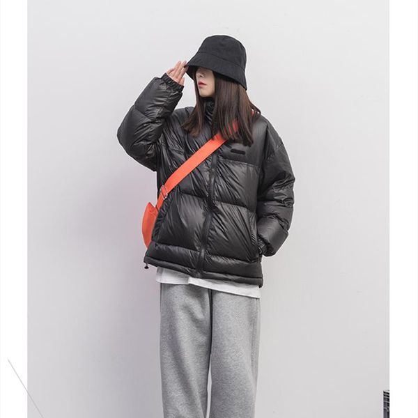 

leather black women's down feather jackets coat winter baggy thickening warm bubble oversized female puffer cotton padded jacket outwea
