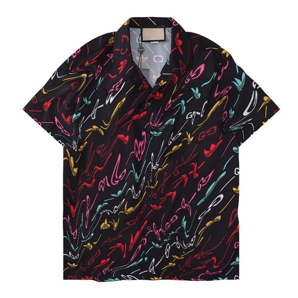 

designer shirts mens fashion geometric print bowling shirt hawaii floral casual shirts men slim fit short sleeve variety m3xl, White;black