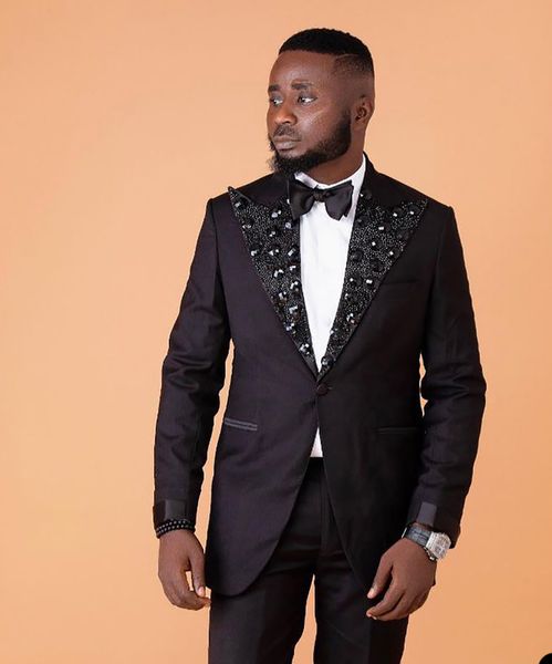 

brand new black groom tuxedos diamond peak lapel men wedding tuxedo fashion men jacket blazer men prom dinner/darty suit jacket pants tie 61, Black;gray