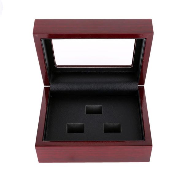 

red black pu leather wooden box organizer portable 12x16x7cm 2-9 hole case championship sports ring257p, Black;white