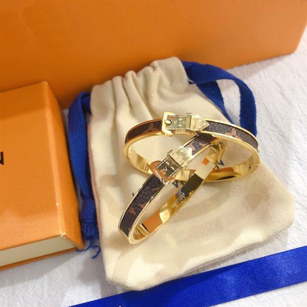 

belt buckle 18k gold plated bangle brand designer bracelet exquisite and practical couple lovers wedding gift women design romanti291a, Black