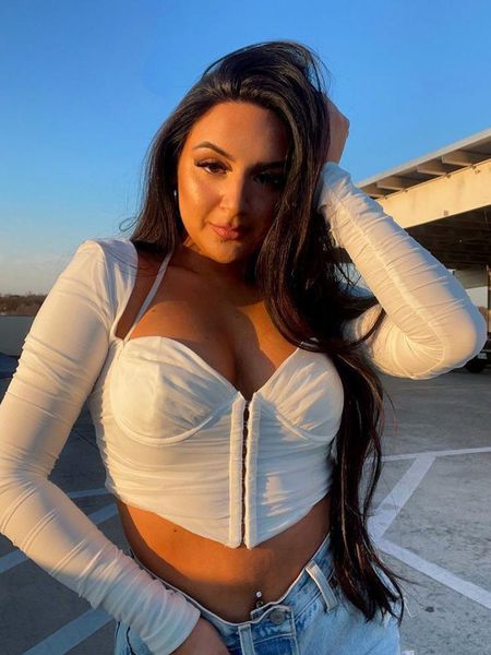 

t-shirt long sleeve corset y2k women 2021 new arrivals summer female crop for party club streetwear, White