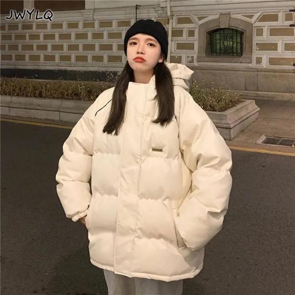 

leather winter warm pu leather hooded women clothing solid color zipper buckle oversized women jacket new thick student designer jacket, Black