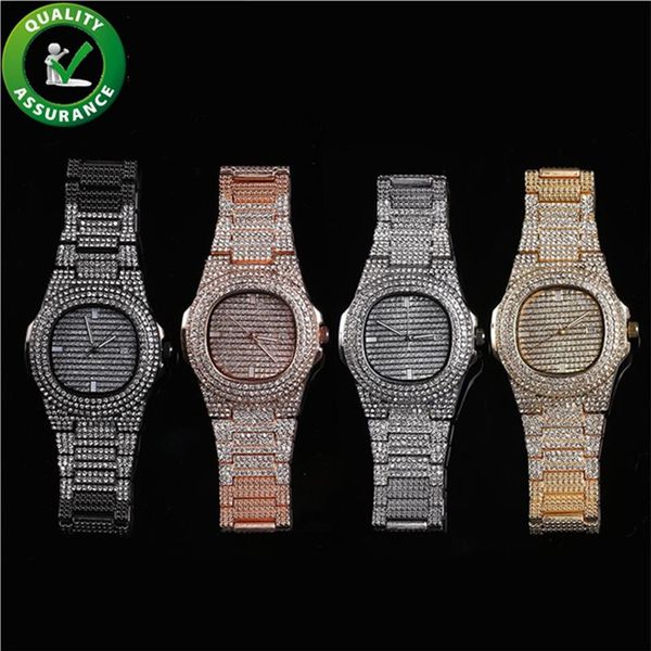 

luxury watch iced out diamond mens designer watches hip hop jewelry women fashion pandora style charms rapper bling rhinestone wri255t, Slivery;brown