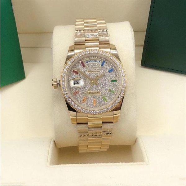 

luxury designer classic fashion automatic watch inlaid with colored diamond size 36mm sapphire glass a ladies' favorite chris237e, Slivery;golden