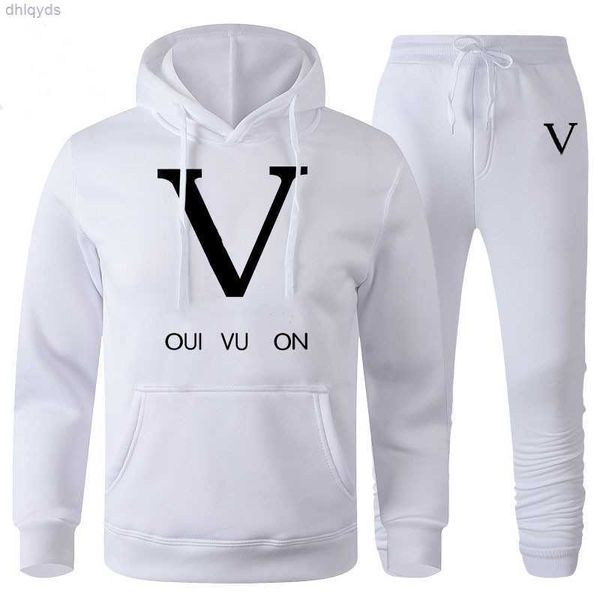

men tracksuits designer two piece sets patchwork pullover hoodies jogging pants slim sweatshirt outfits hip hop streetwear suits, White;black