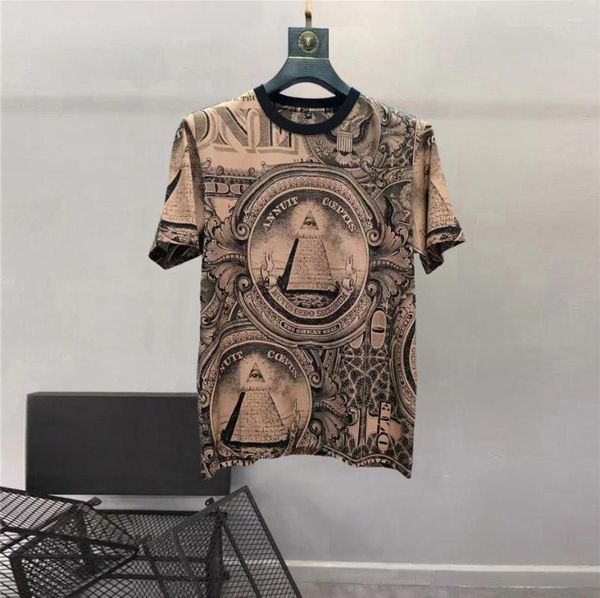 

t shirts european and american 2023 summer round neck sleeves architectural vintage print, White;black